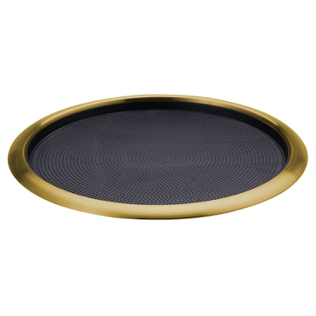 Service Ideas Tray with Removable Insert, 14" Round, Stainless Steel , Vintage Gold TR1614RIVG